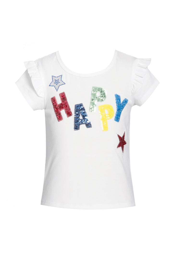 Little Girls Happy 4th of July Short Sleeve T-shirt
