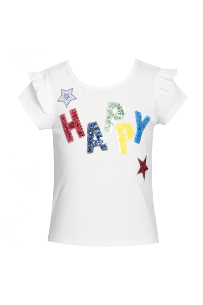 Little Girls Happy 4th of July Short Sleeve T-shirt