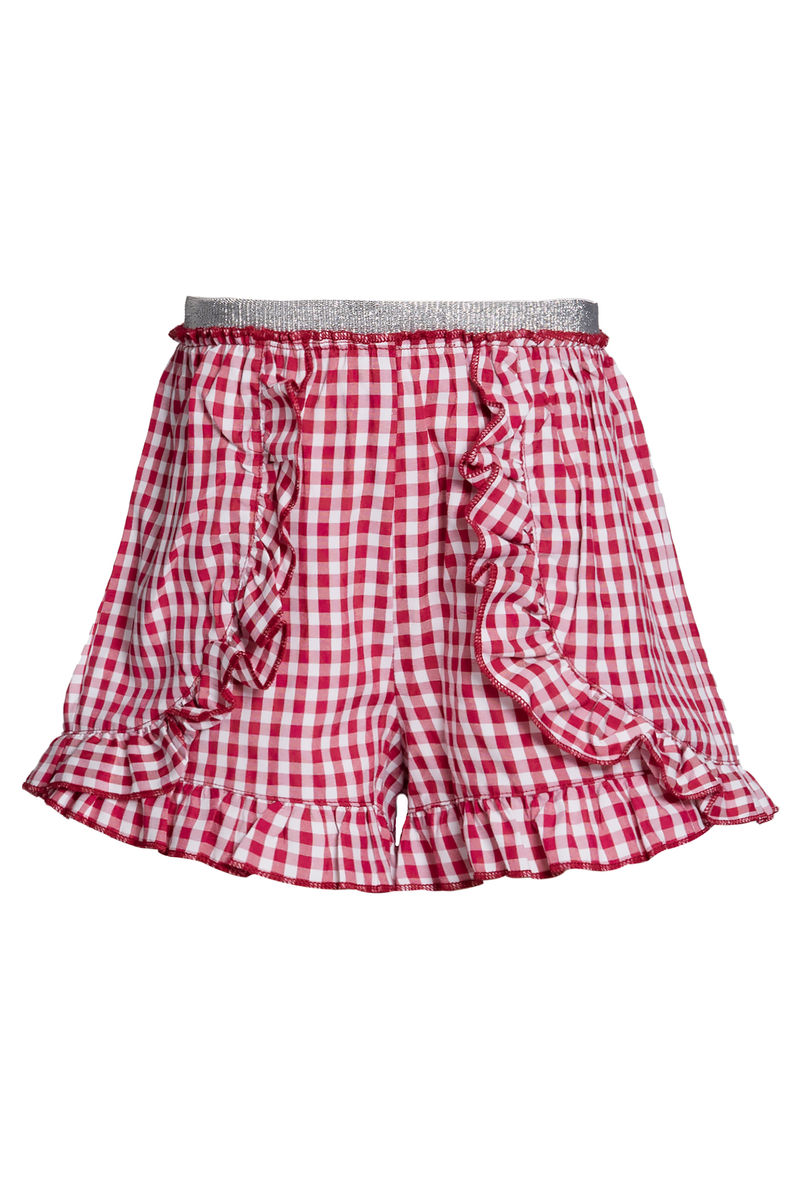 Little Girls Gingham Plaid Ruffle Shorts
