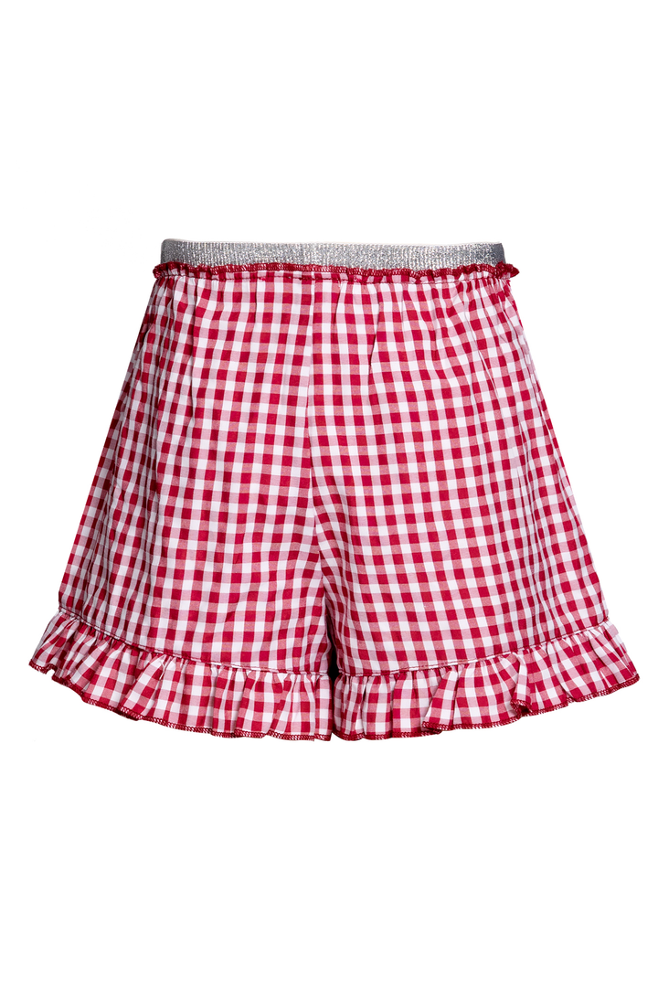 Little Girls Gingham Plaid Ruffle Shorts