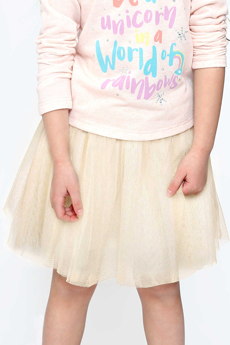 Little Girls Shimmering Gold Mesh Tutu Skirt