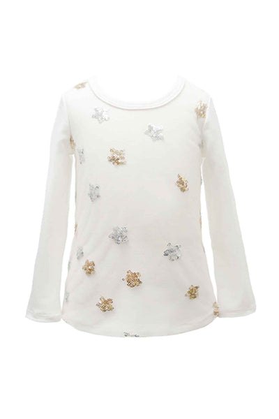 Truly Me Toddler Girls Sequin Star Long Sleeve Top