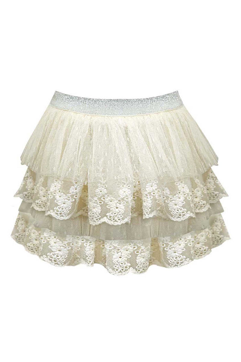 Truly Me Little Girls Mesh and Lace Tiered Tutu Skirt