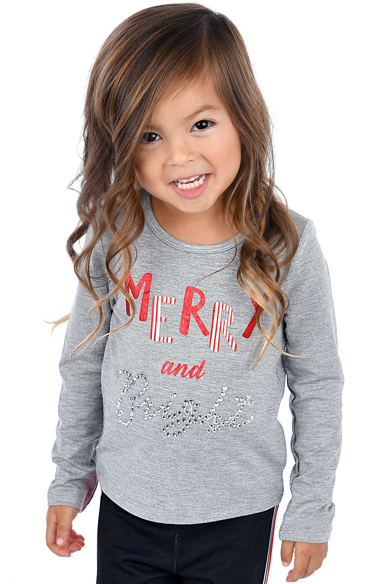 Truly Me Little Girls Merry And Bright Long Sleeve Top