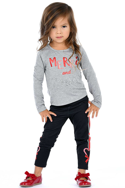 Truly Me Little Girls Merry And Bright Long Sleeve Top