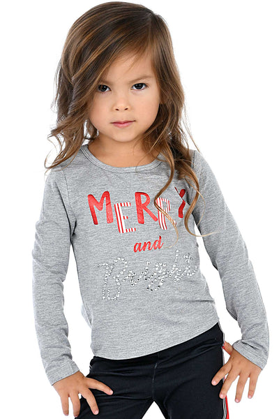 Truly Me Little Girls Merry And Bright Long Sleeve Top