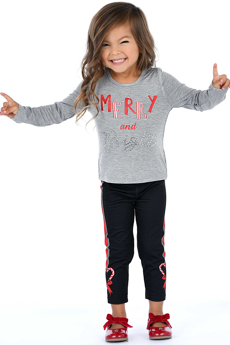Truly Me Little Girls Merry And Bright Long Sleeve Top