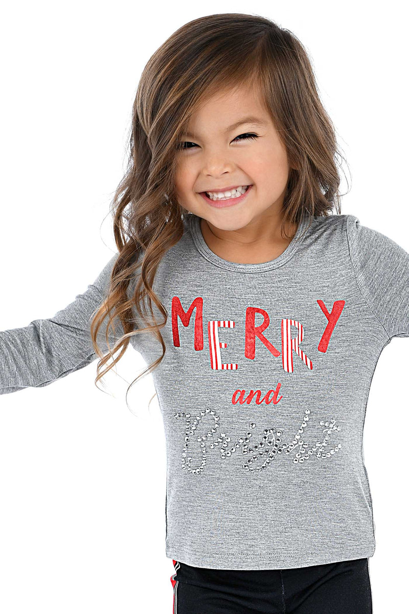 Truly Me Little Girls Merry And Bright Long Sleeve Top