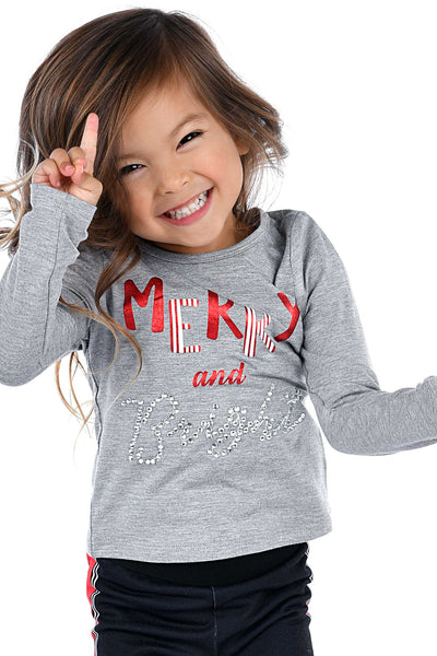 Truly Me Little Girls Merry And Bright Long Sleeve Top