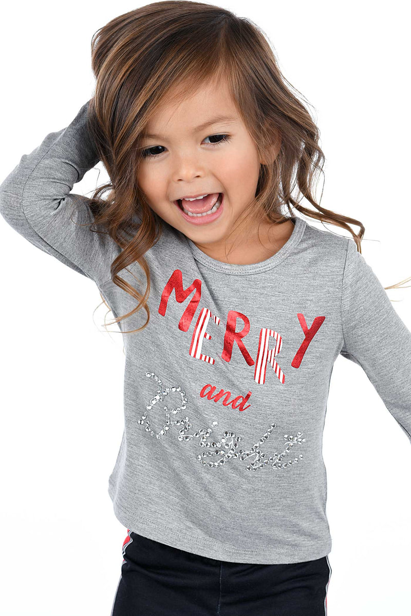 Truly Me Little Girls Merry And Bright Long Sleeve Top