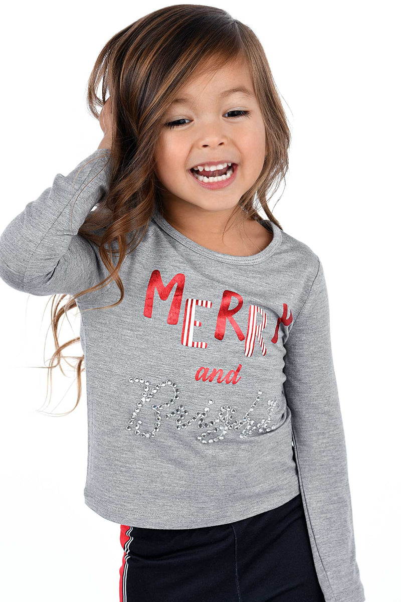 Truly Me Little Girls Merry And Bright Long Sleeve Top
