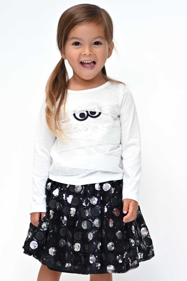 Truly Me Little Girls Long Sleeve Mummy Halloween Top