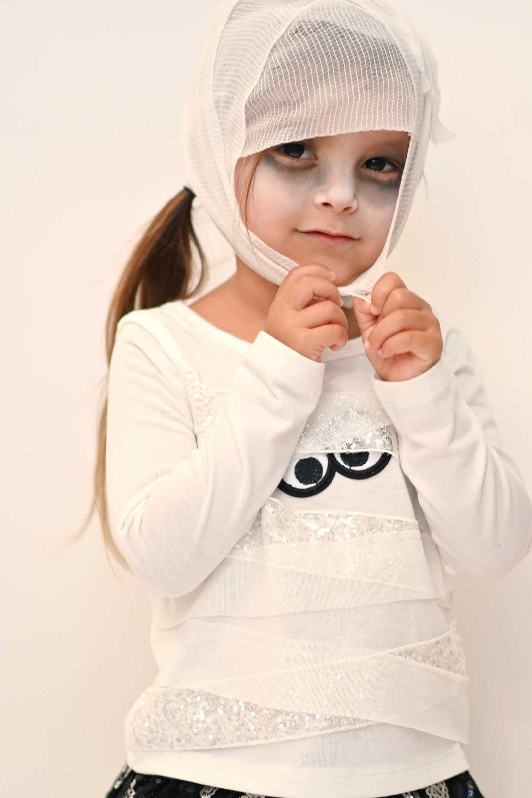 Truly Me Little Girls Long Sleeve Mummy Halloween Top