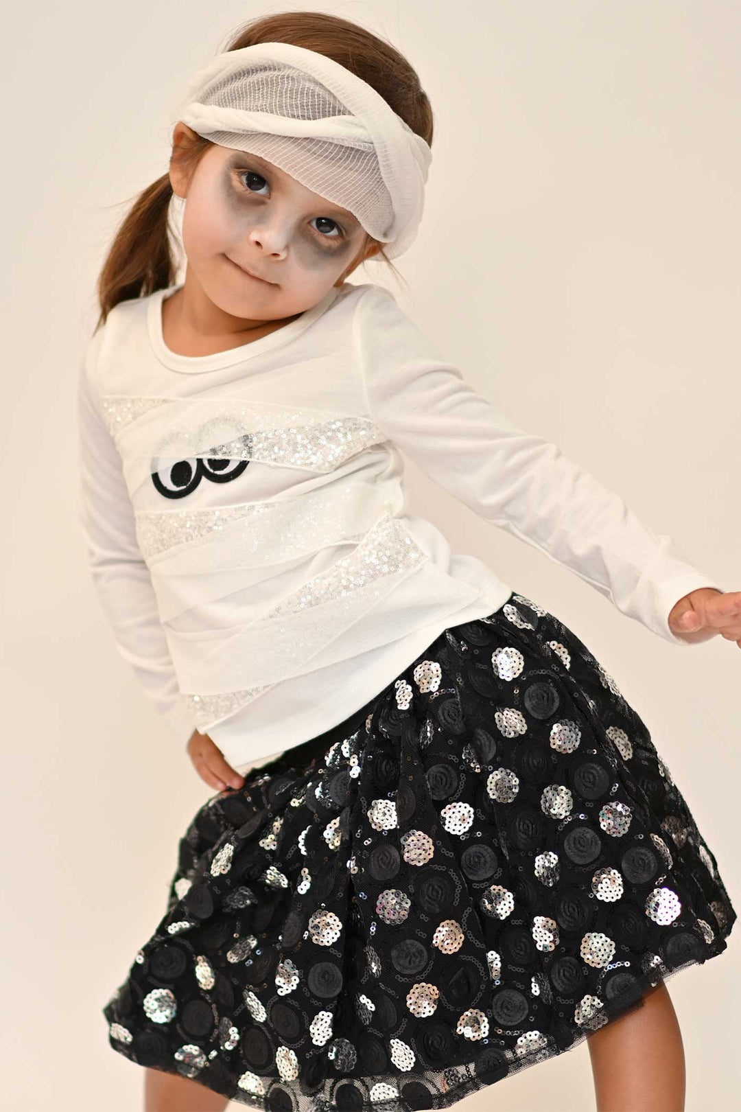 Truly Me Little Girls Long Sleeve Mummy Halloween Top