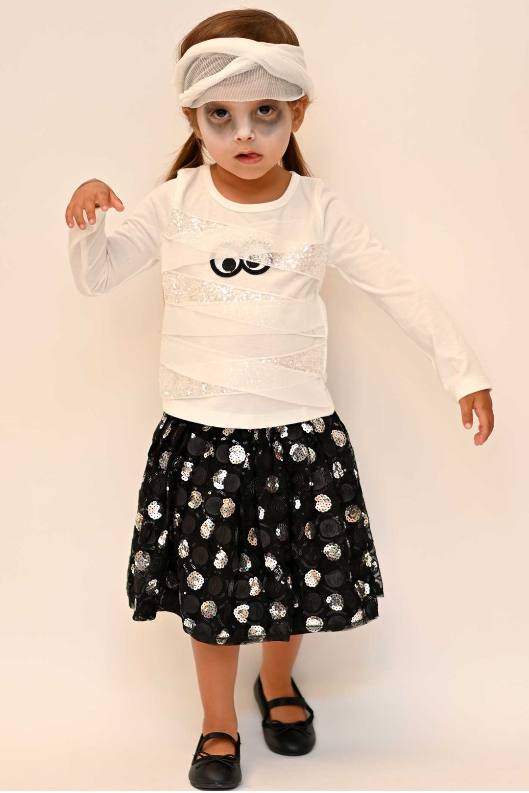 Truly Me Little Girls Long Sleeve Mummy Halloween Top