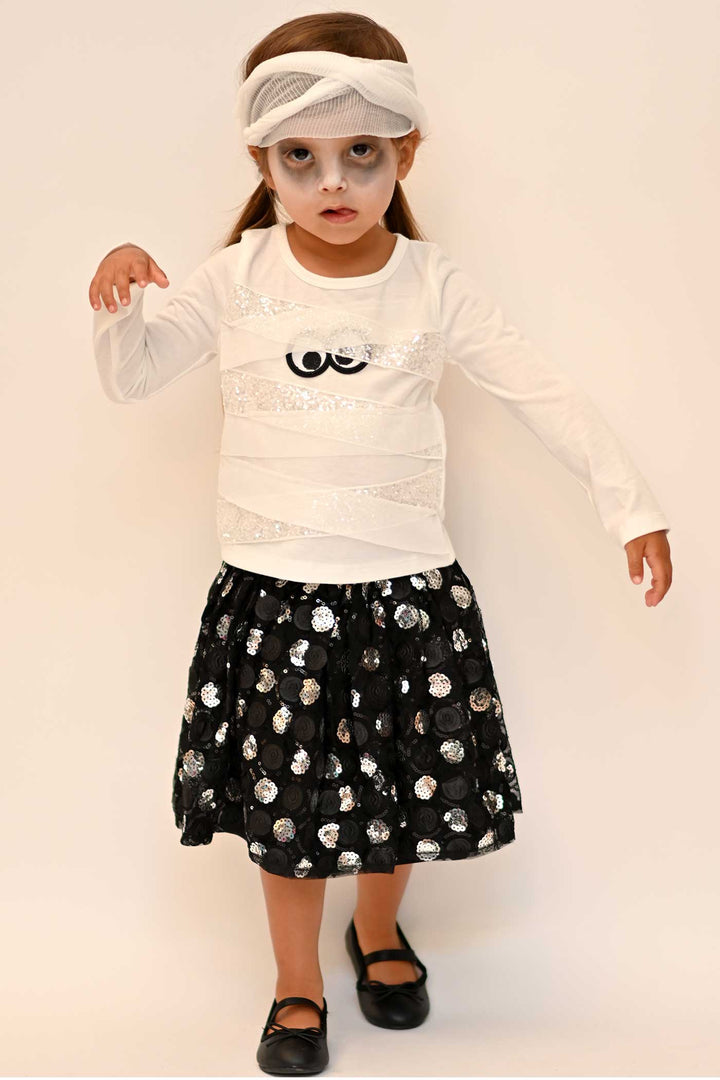 Truly Me Little Girls Long Sleeve Mummy Halloween Top