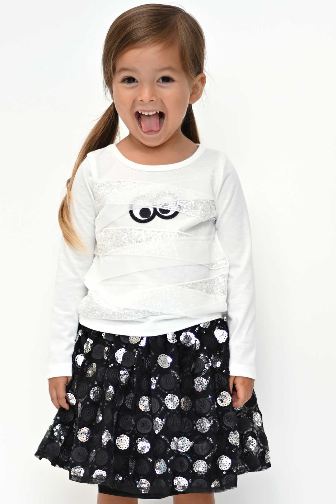 Truly Me Little Girls Long Sleeve Mummy Halloween Top