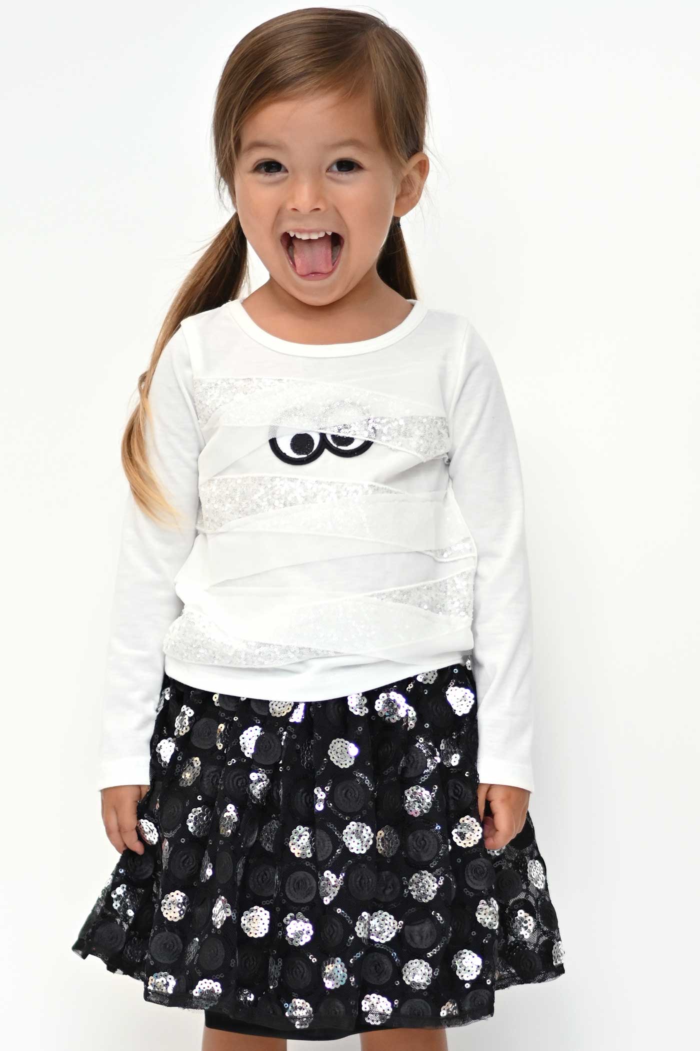 Truly Me Little Girls Long Sleeve Mummy Halloween Top