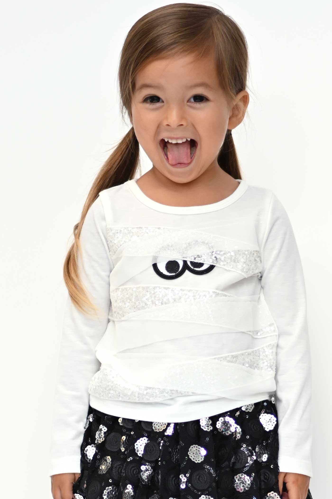 Truly Me Little Girls Long Sleeve Mummy Halloween Top