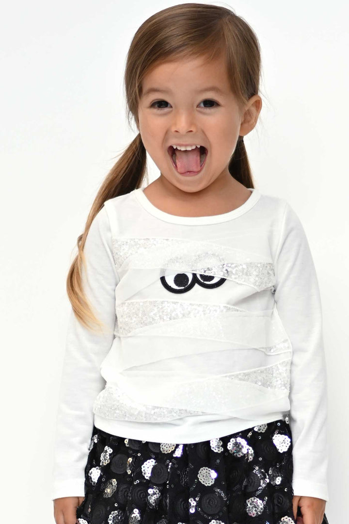 Truly Me Little Girls Long Sleeve Mummy Halloween Top