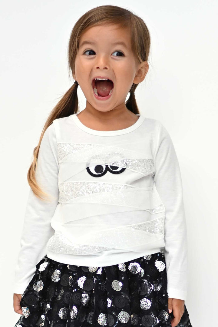 Truly Me Little Girls Long Sleeve Mummy Halloween Top