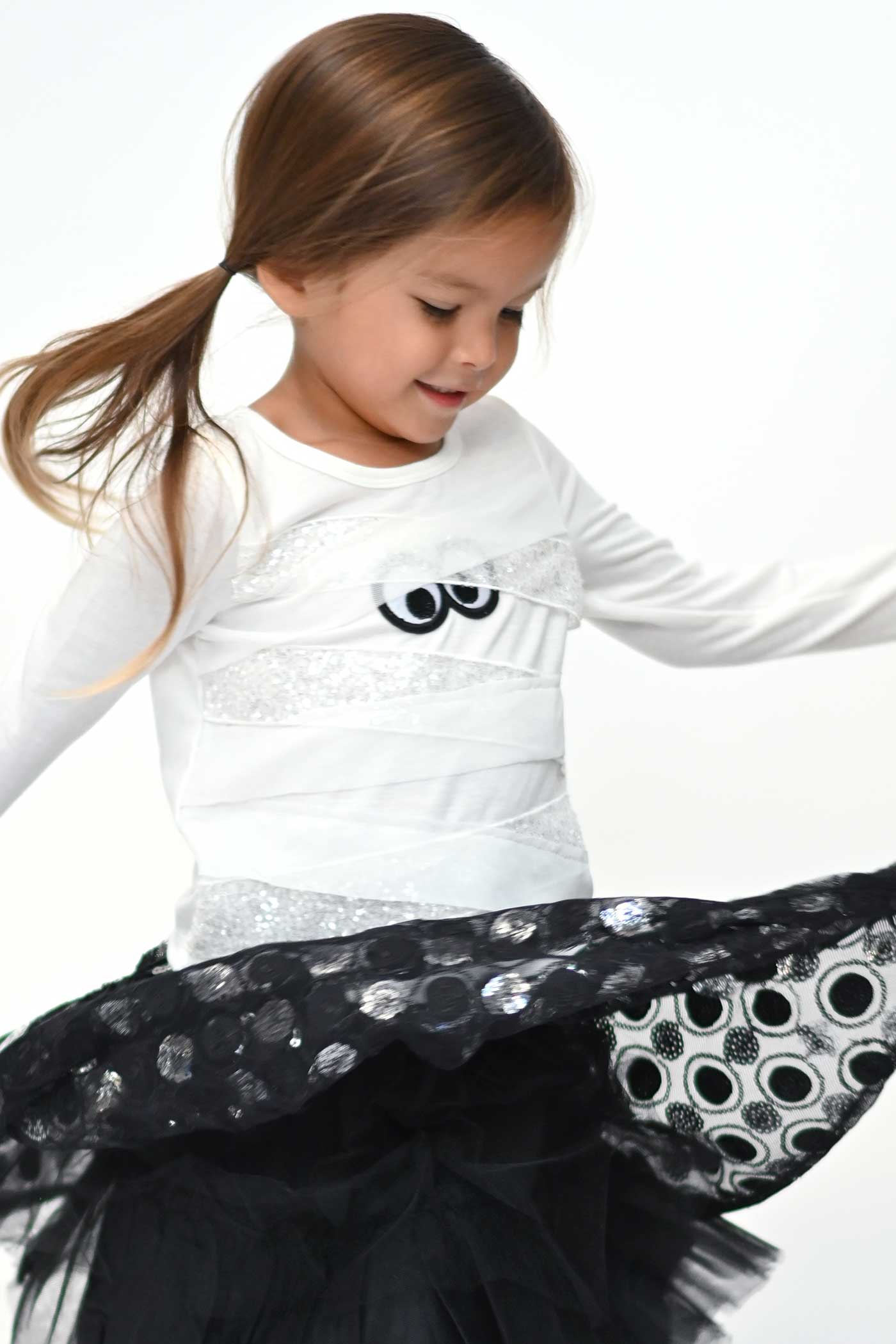 Truly Me Little Girls Long Sleeve Mummy Halloween Top