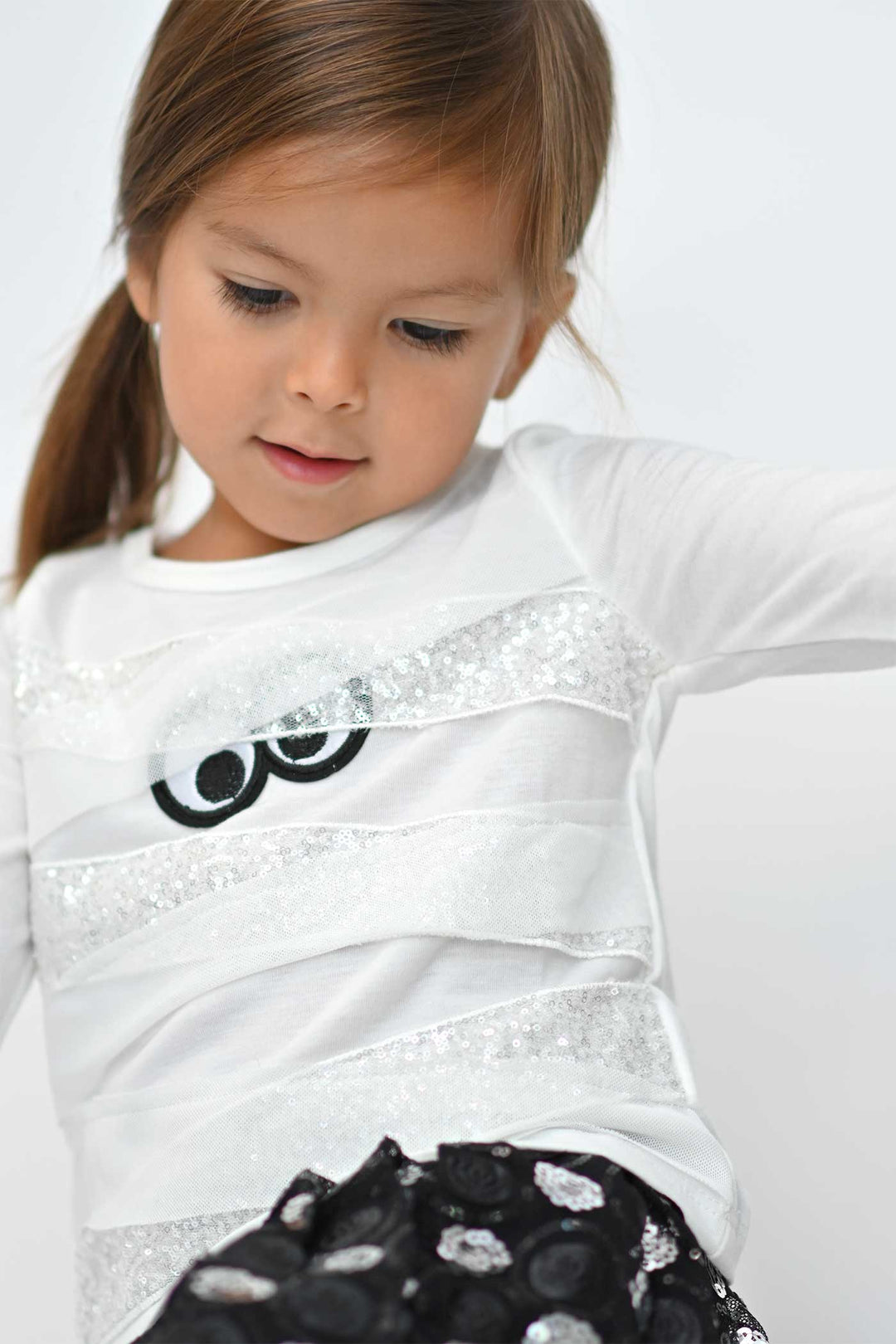 Truly Me Little Girls Long Sleeve Mummy Halloween Top