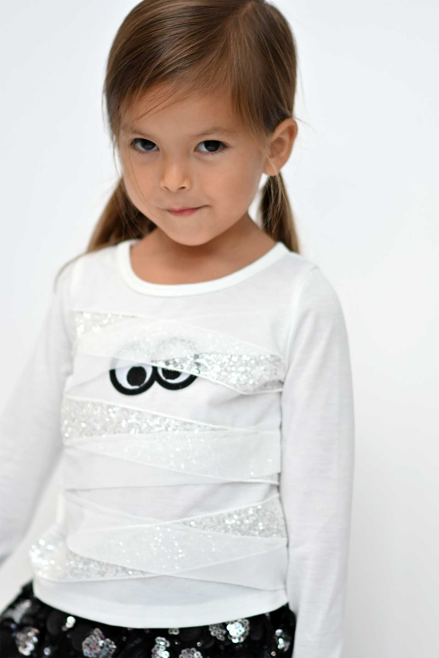 Truly Me Little Girls Long Sleeve Mummy Halloween Top