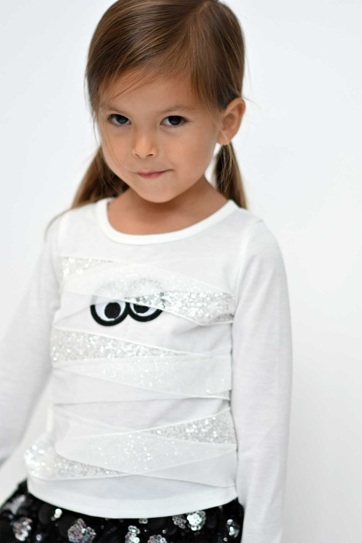 Truly Me Little Girls Long Sleeve Mummy Halloween Top