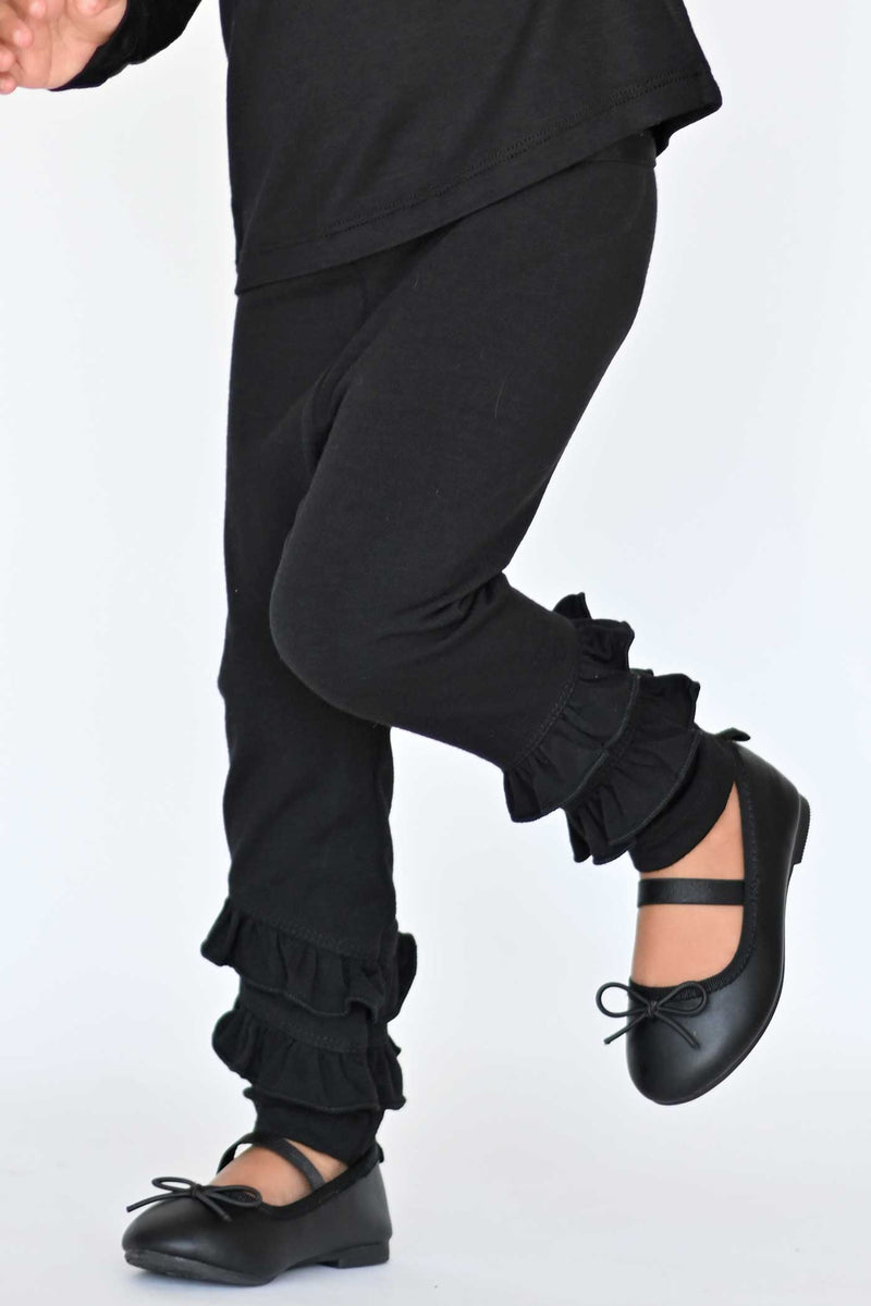 Truly Me Little Girls Ruffled Black Leggings