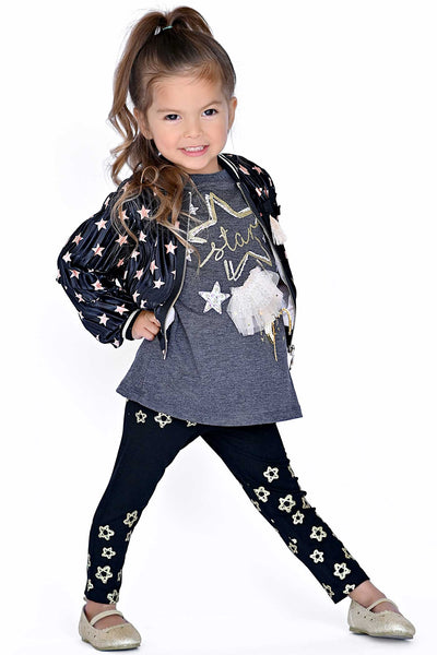 Truly Me Little Girls Gold Glitter Star Leggings