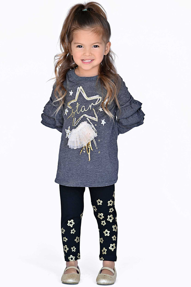 Truly Me Little Girls Gold Glitter Star Leggings