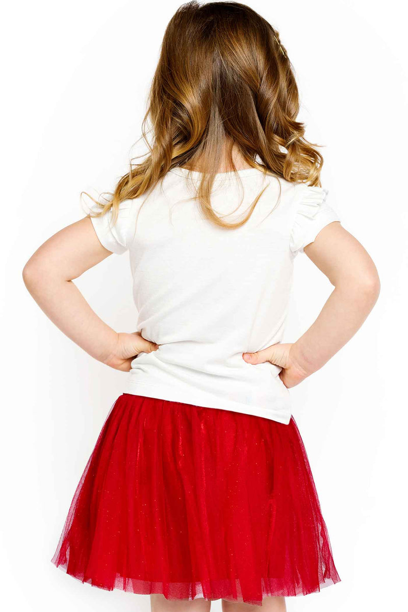 Truly Me Little Girls 4th of July Themed Red Glitter Tutu Skirt