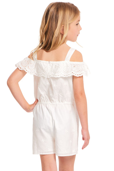 Truly Me Pink Little Girls Off The Shoulder Eyelet Romper