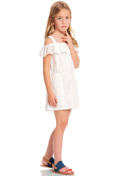 Truly Me Pink Little Girls Off The Shoulder Eyelet Romper