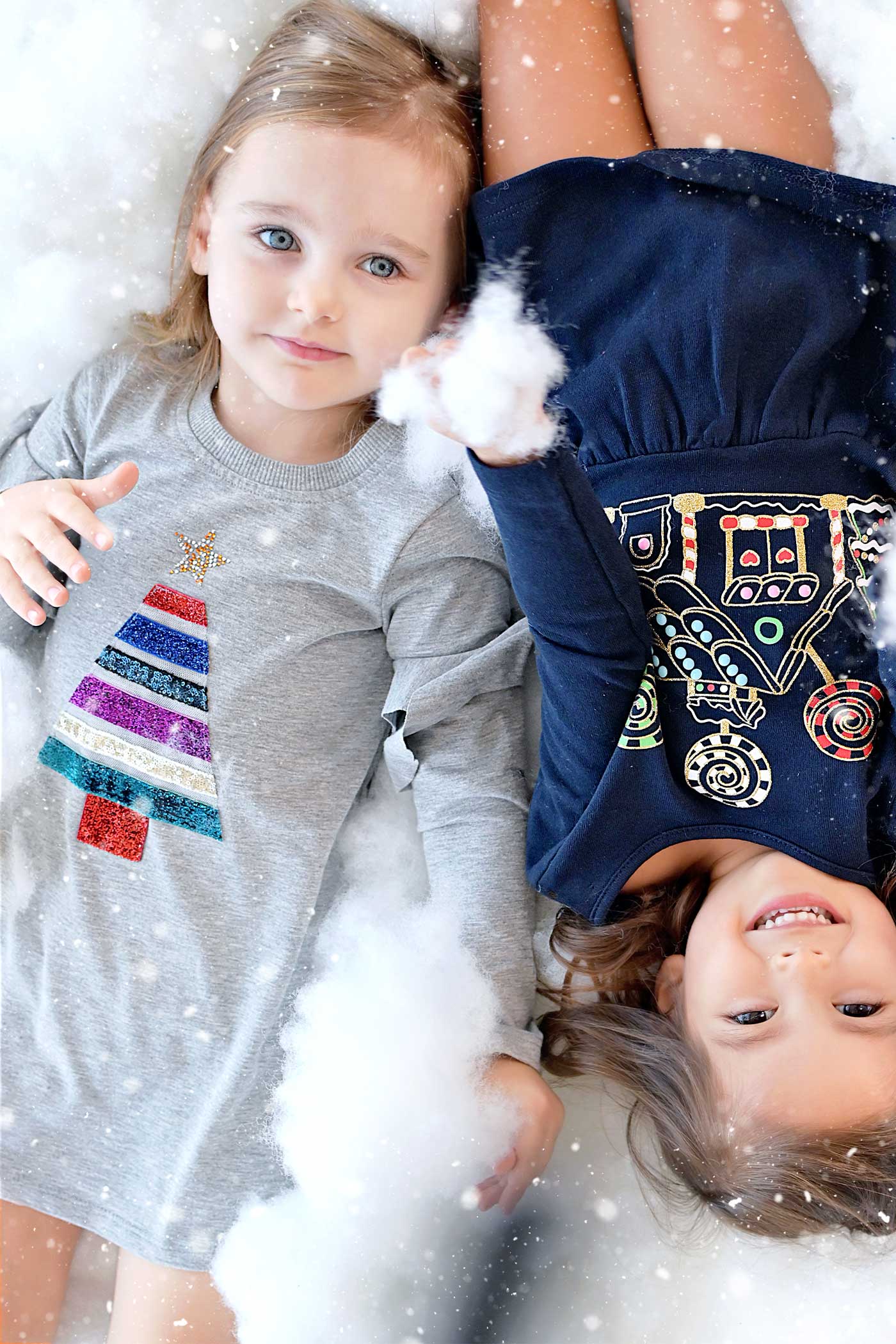 Truly Me Little Girls Christmas Tree Long Sleeve Dress