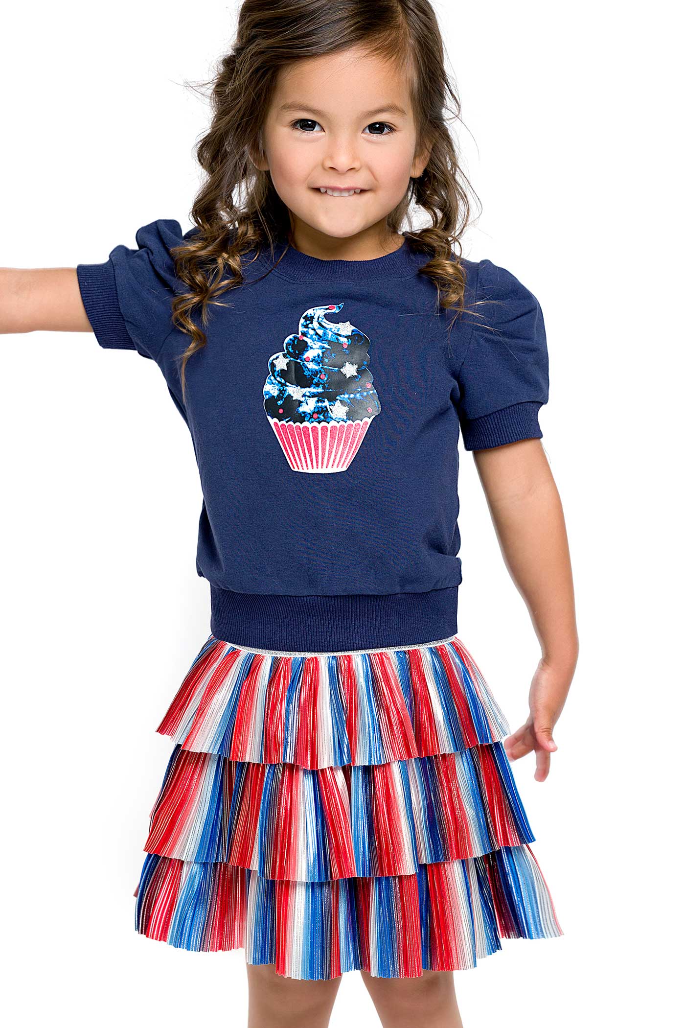 Truly Me Pink Label Little Girls Toddler USA America Merica Patriotic 4th of July Themed Spangled Tutu Skirt Birthday Party Trendy Halloween