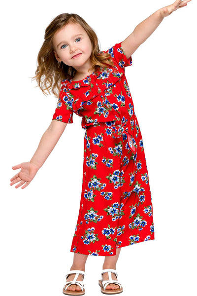Truly Me Little Girls USA Merica America Patriotic 4th of July Themed  Floral Button Front Short Sleeve Jumpsuit Fun Fashion Kids brands