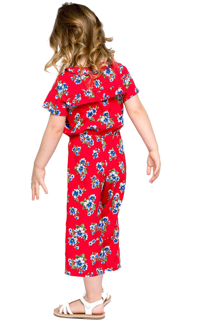 Truly Me Little Girls USA Merica America Patriotic 4th of July Themed  Floral Button Front Short Sleeve Jumpsuit Fun Fashion Kids brands