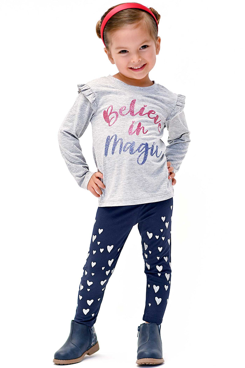 Truly Me Little Girls Silver Heart Leggings