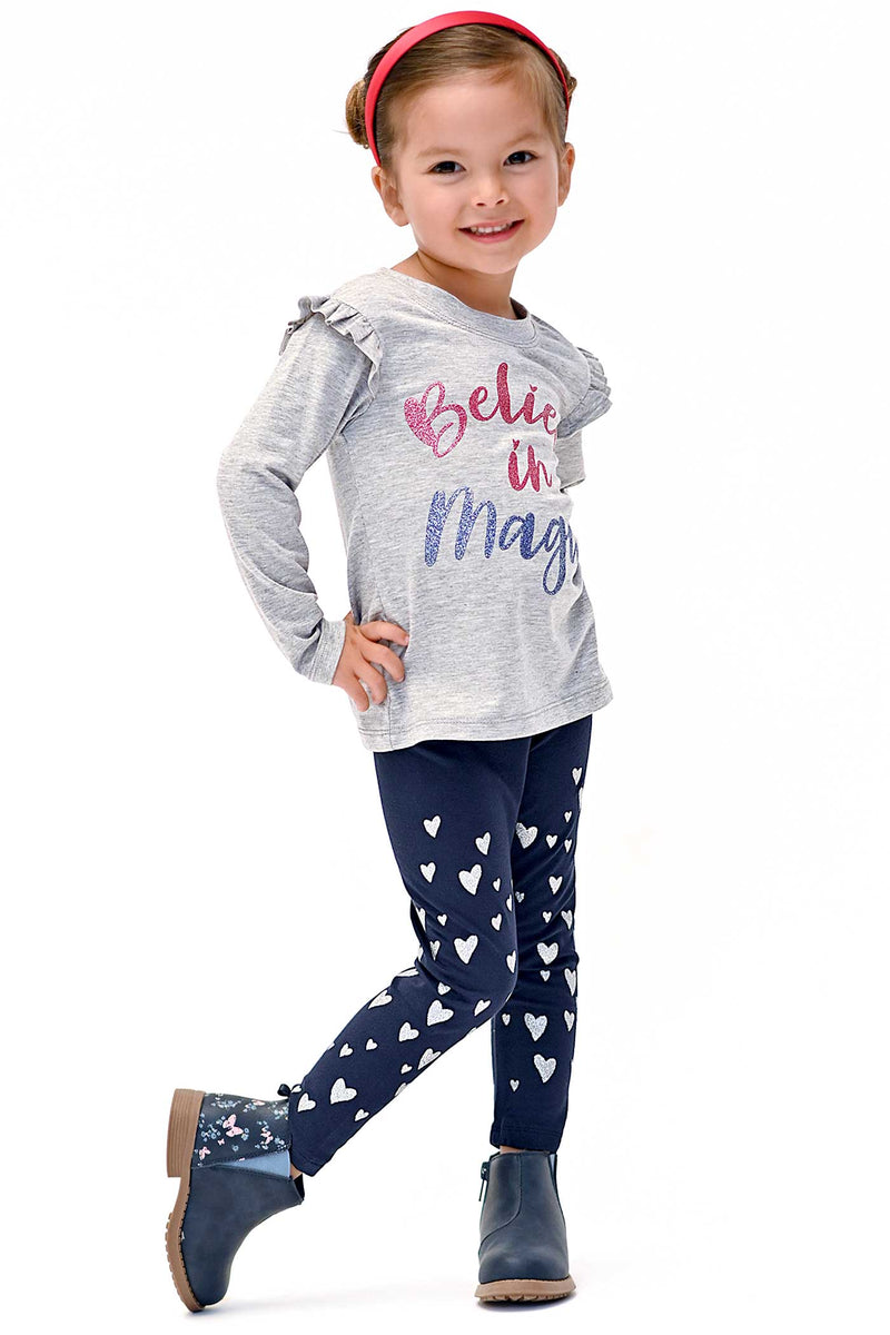 Truly Me Little Girls Silver Heart Leggings