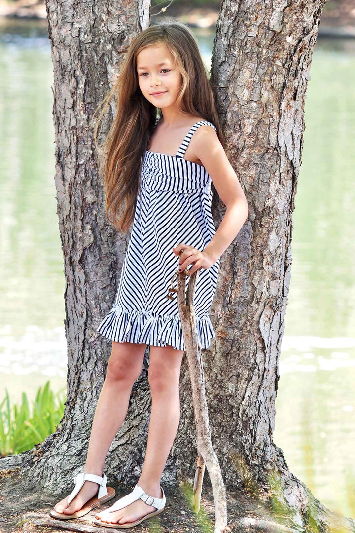 Truly Me Little Girls Sleeveless Striped Ruffle Sundress