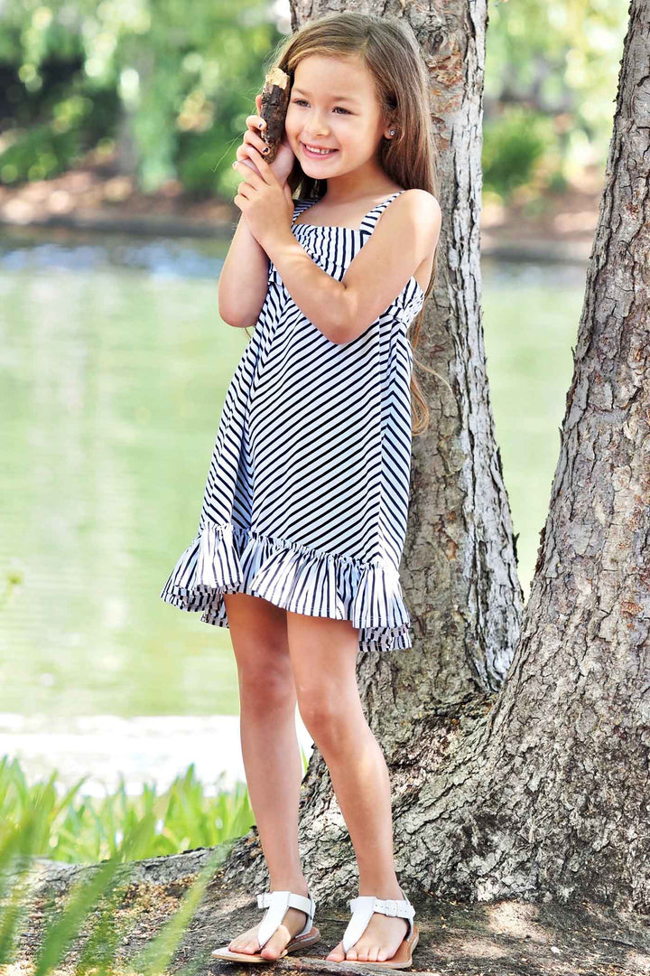 Truly Me Little Girls Sleeveless Striped Ruffle Sundress