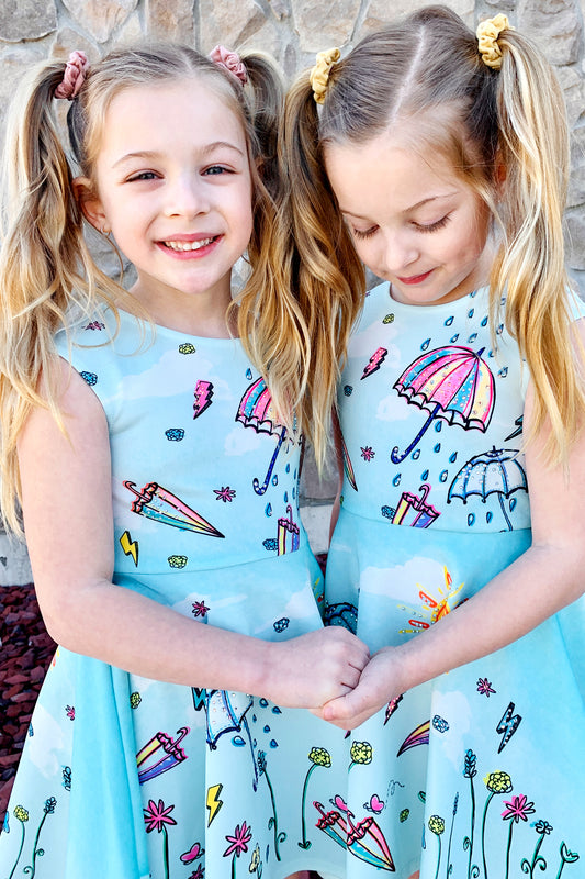 Truly Me Little Girls April Shower Fit and Flare Skater Dress