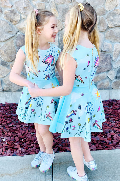 Truly Me Little Girls April Shower Fit and Flare Skater Dress