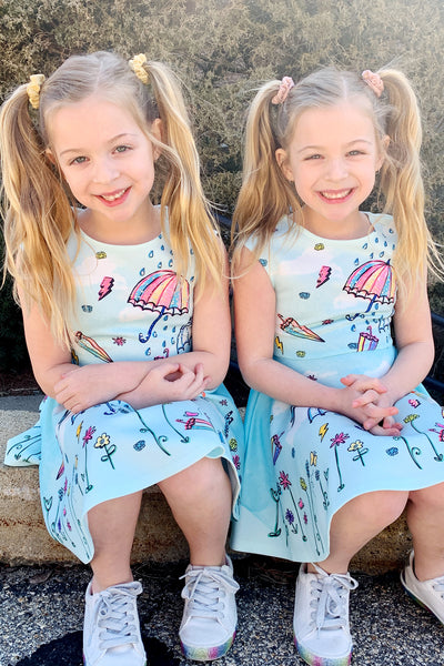 Truly Me Little Girls April Shower Fit and Flare Skater Dress