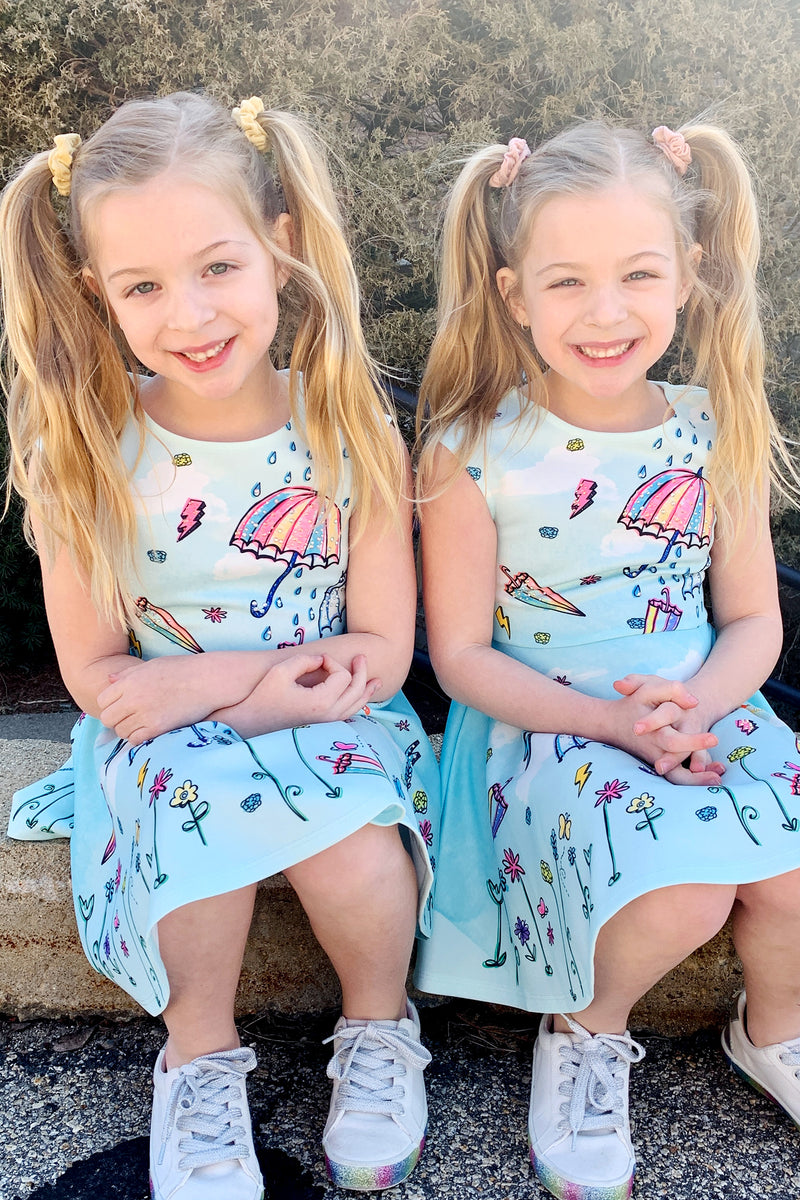 Truly Me Little Girls April Shower Fit and Flare Skater Dress