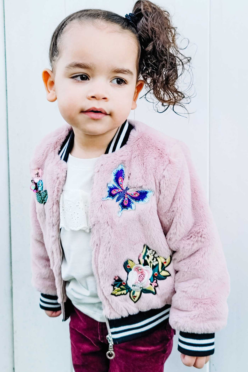 Truly Me Little Girls Faux Fur Bomber Jacket