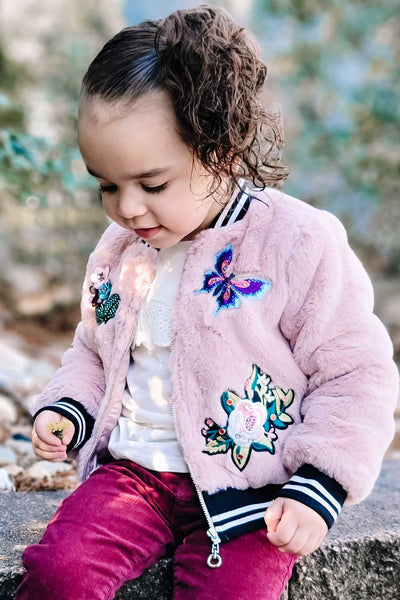 Truly Me Little Girls Faux Fur Bomber Jacket