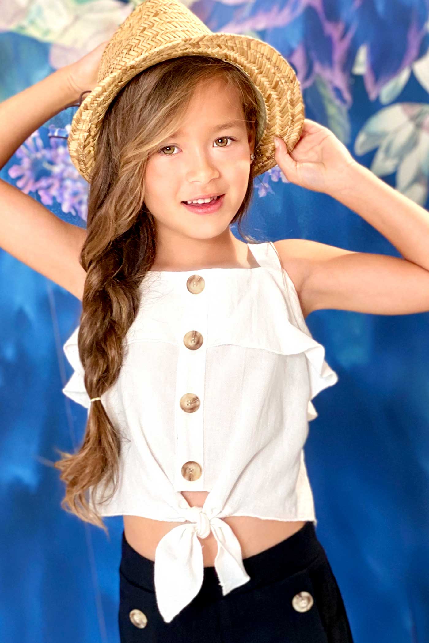 Big Girls Tie-Front Ruffle Summer Cami Top